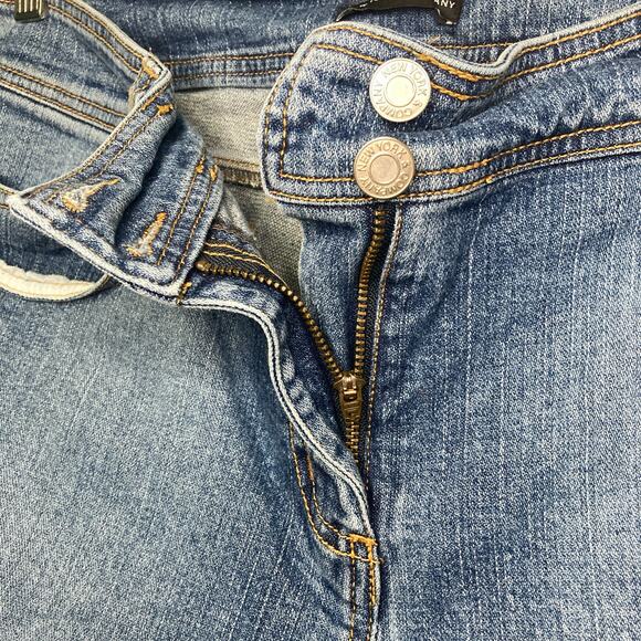 New York & Company Size 14 Cuffed Denim Capri Jeans Mid-Rise Stretch Blue - Picture 5 of 8